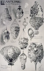 Acessórios para lanternas para iluminação eléctrica, de &39;Decorative Sketches&39;, c.1895